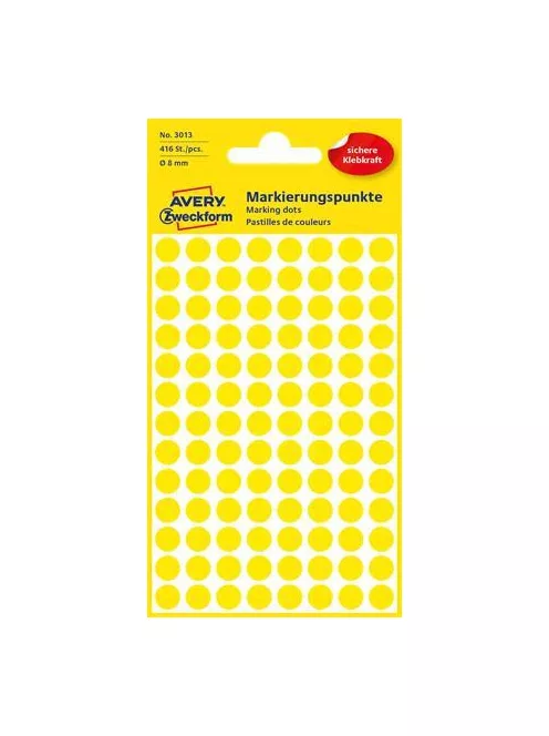 AVERY ZWECKFORM Etikett, 8 mm, kör, AVERY ZWECKFORM, sárga, 416 etikett/csomag