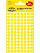 AVERY ZWECKFORM Etikett, 8 mm, kör, AVERY ZWECKFORM, sárga, 416 etikett/csomag