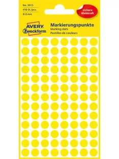   AVERY ZWECKFORM Etikett, 8 mm, kör, AVERY ZWECKFORM, sárga, 416 etikett/csomag