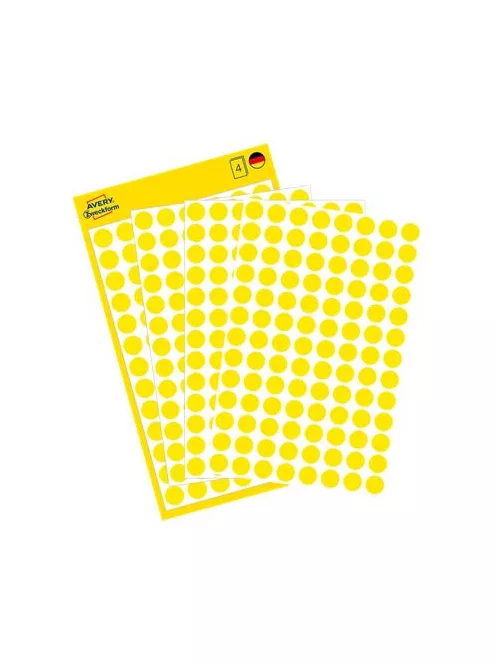 AVERY ZWECKFORM Etikett, 8 mm, kör, AVERY ZWECKFORM, sárga, 416 etikett/csomag