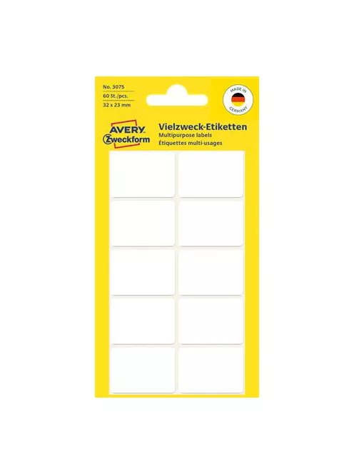 AVERY ZWECKFORM Etikett, 32x23 mm, kézzel írható, lekerekített sarkú, AVERY ZWECKFORM, 60 etikett/csomag