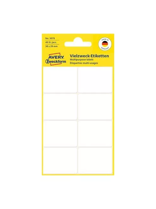 AVERY ZWECKFORM Etikett, 38x29 mm, kézzel írható, lekerekített sarkú, AVERY ZWECKFORM, 40 etikett/csomag