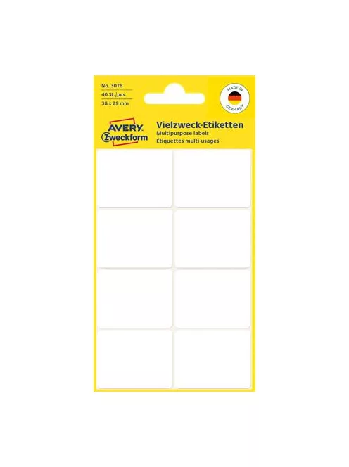 AVERY ZWECKFORM Etikett, 38x29 mm, kézzel írható, lekerekített sarkú, AVERY ZWECKFORM, 40 etikett/csomag