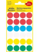 AVERY ZWECKFORM Etikett, 18 mm, kör, AVERY ZWECKFORM, 5 különböző szín, 96 etikett/csomag