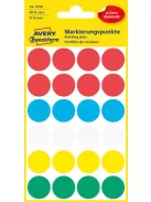 AVERY ZWECKFORM Etikett, 18 mm, kör, AVERY ZWECKFORM, 5 különböző szín, 96 etikett/csomag