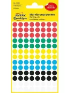 AVERY ZWECKFORM Etikett, 8 mm, kör, AVERY ZWECKFORM, 5 különböző szín, 416 etikett/csomag