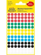 AVERY ZWECKFORM Etikett, 8 mm, kör, AVERY ZWECKFORM, 5 különböző szín, 416 etikett/csomag