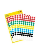 AVERY ZWECKFORM Etikett, 8 mm, kör, AVERY ZWECKFORM, 5 különböző szín, 416 etikett/csomag