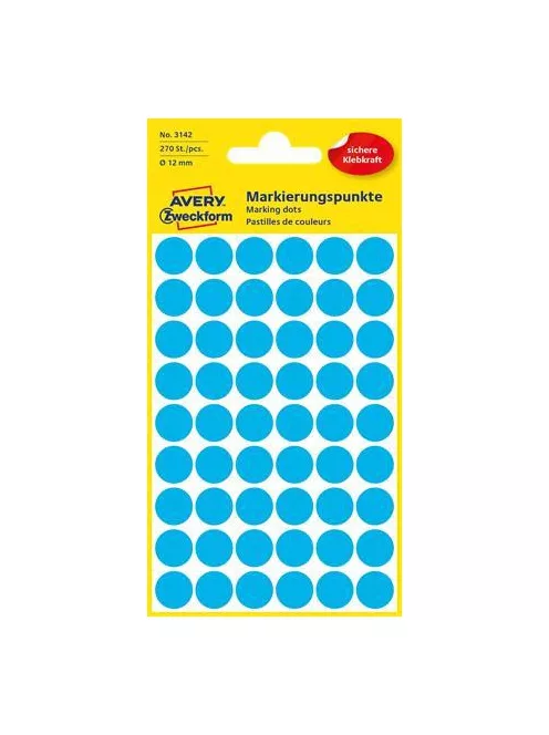 AVERY ZWECKFORM Etikett, 12 mm, kör, AVERY ZWECKFORM, kék, 270 etikett/csomag