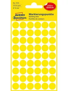   AVERY ZWECKFORM Etikett, 12 mm, kör, AVERY ZWECKFORM, sárga, 270 etikett/csomag