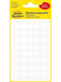   AVERY ZWECKFORM Etikett, 12 mm, kör, AVERY ZWECKFORM, fehér, 270 etikett/csomag