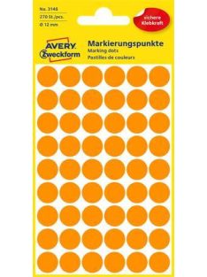   AVERY ZWECKFORM Etikett, 12 mm, kör, AVERY ZWECKFORM, neon narancs, 270 etikett/csomag
