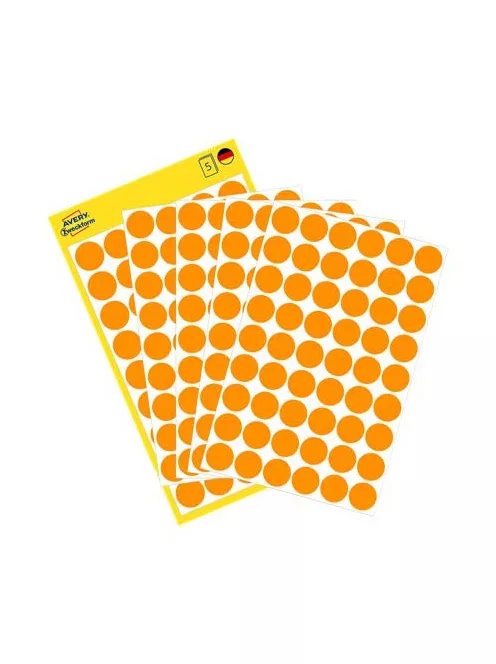 AVERY ZWECKFORM Etikett, 12 mm, kör, AVERY ZWECKFORM, neon narancs, 270 etikett/csomag