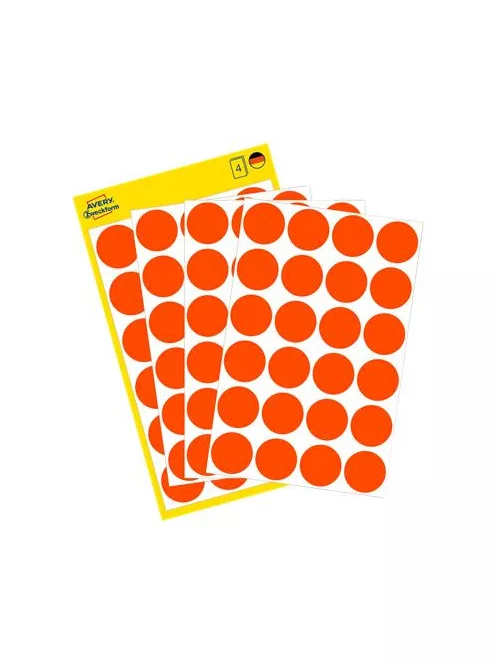 AVERY ZWECKFORM Etikett, 18 mm, kör, AVERY ZWECKFORM, neon piros, 96 etikett/csomag