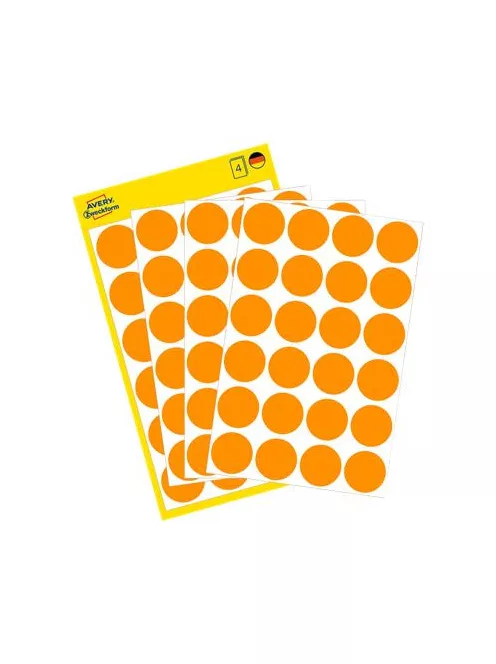 AVERY ZWECKFORM Etikett, 18 mm, kör, AVERY ZWECKFORM, neon narancs, 96 etikett/csomag