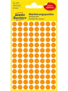   AVERY ZWECKFORM Etikett, 8 mm, kör, AVERY ZWECKFORM, neon narancs, 416 etikett/csomag