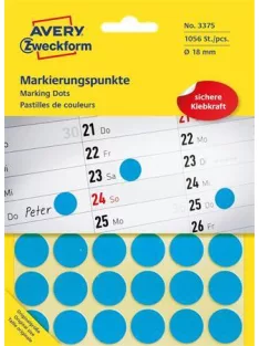   AVERY ZWECKFORM Etikett, 18 mm, kör, AVERY ZWECKFORM, kék, 1056 etikett/csomag