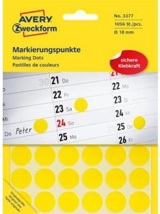   AVERY ZWECKFORM Etikett, 18 mm, kör, AVERY ZWECKFORM, sárga, 1056 etikett/csomag