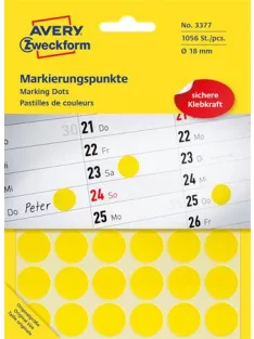   AVERY ZWECKFORM Etikett, 18 mm, kör, AVERY ZWECKFORM, sárga, 1056 etikett/csomag