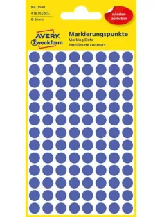   AVERY ZWECKFORM Etikett, 8 mm, kör, eltávolítható, AVERY ZWECKFORM, indigókék, 416 etikett/csomag