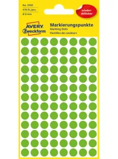  AVERY ZWECKFORM Etikett, 8 mm, kör, eltávolítható, AVERY ZWECKFORM, fűzöld, 416 etikett/csomag