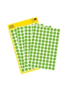 AVERY ZWECKFORM Etikett, 8 mm, kör, eltávolítható, AVERY ZWECKFORM, fűzöld, 416 etikett/csomag