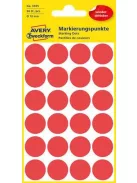 AVERY ZWECKFORM Etikett, 18 mm, kör, eltávolítható, AVERY ZWECKFORM, piros, 96 etikett/csomag