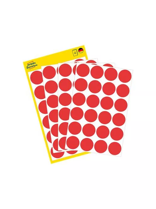 AVERY ZWECKFORM Etikett, 18 mm, kör, eltávolítható, AVERY ZWECKFORM, piros, 96 etikett/csomag