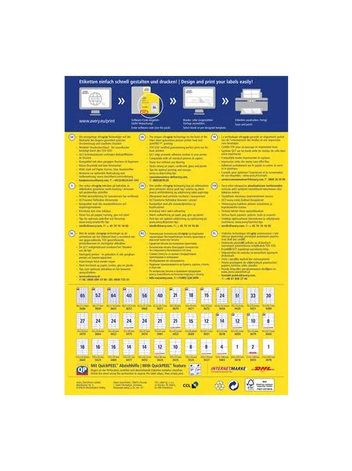 AVERY ZWECKFORM Etikett, univerzális, 52,5x29,7 mm, AVERY ZWECKFORM, 4000 etikett/csomag