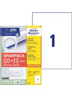   AVERY ZWECKFORM Etikett, univerzális, 210x297 mm, AVERY ZWECKFORM, "Sparpack", 65 etikett/csomag