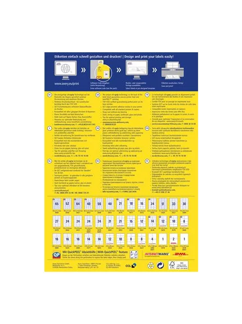 AVERY ZWECKFORM Etikett, univerzális, 210x148 mm, AVERY ZWECKFORM, "Sparpack", 130 etikett/csomag