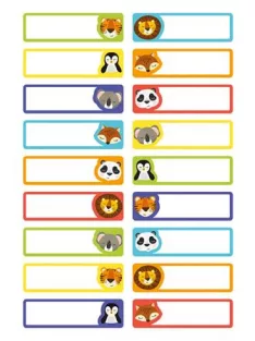   AVERY ZWECKFORM Ruhacímke, műanyag, iskolai, 45x13 mm, kézzel írható, AVERY ZWECKFORM, állatos, 36 címke/csomag