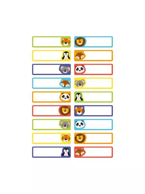 AVERY ZWECKFORM Ruhacímke, műanyag, iskolai, 45x13 mm, kézzel írható, AVERY ZWECKFORM, állatos, 36 címke/csomag