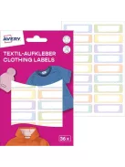 AVERY ZWECKFORM Ruhacímke, műanyag, iskolai, 45x13 mm, kézzel írható, AVERY ZWECKFORM, pasztell, 36 címke/csomag