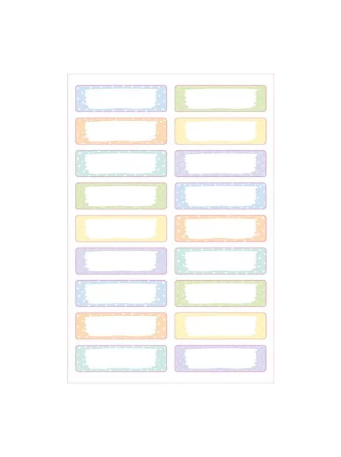 AVERY ZWECKFORM Ruhacímke, műanyag, iskolai, 45x13 mm, kézzel írható, AVERY ZWECKFORM, pasztell, 36 címke/csomag