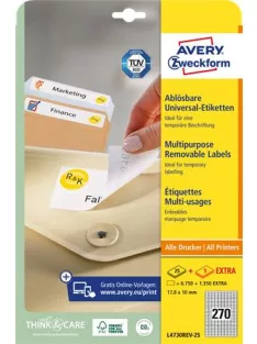   AVERY ZWECKFORM Etikett, univerzális, eltávolítható, 17,8x10 mm, AVERY ZWECKFORM, 8100 etikett/csomag