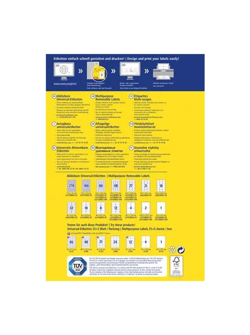 AVERY ZWECKFORM Etikett, univerzális, eltávolítható, 17,8x10 mm, AVERY ZWECKFORM, 8100 etikett/csomag