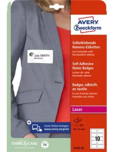   AVERY ZWECKFORM Etikett, eltávolítható, kerekített sarkú, 80x50 mm, textilhez, AVERY ZWECKFORM, 200 etikett/csomag