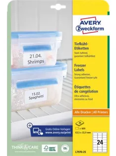   AVERY ZWECKFORM Etikett, 63,5x33,9 mm, fagyasztható, AVERY ZWECKFORM, 600 etikett/csomag