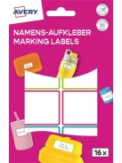 AVERY ZWECKFORM Címke, műanyag, iskolai, 46x33 mm, kézzel írható, AVERY ZWECKFORM, színes, 16 címke/csomag