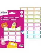 AVERY ZWECKFORM Címke, műanyag, iskolai, 31x15 mm, kézzel írható, AVERY ZWECKFORM, színes, 48 címke/csomag