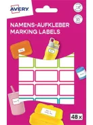 AVERY ZWECKFORM Címke, műanyag, iskolai, 31x15 mm, kézzel írható, AVERY ZWECKFORM, színes, 48 címke/csomag
