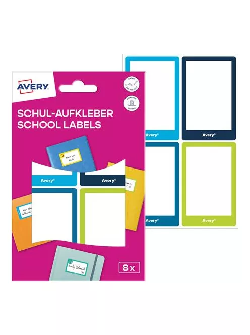AVERY ZWECKFORM Füzetcímke, 68x46 mm, kézzel írható, AVERY ZWECKFORM, színes, 8 címke/csomag