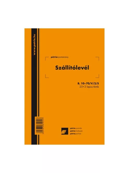 Pátria Nyomtatvány Szállítólevél 25x3 lapos tömb A/5 álló