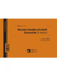   Pátria Nyomtatvány Készlet átadási-átvételi bizonylat 8 tételes 25x4 lapos tömb A/5 fekvő