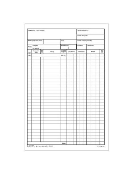 Pátria Nyomtatvány Készletnyilvántartó füzet 26 lapos A/4 álló