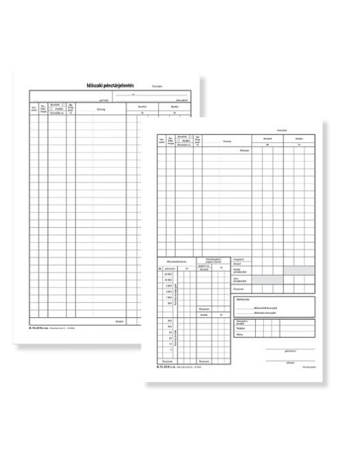 Pátria Nyomtatvány Időszaki pénztárjelentés 25x2+2 lapos tömb A/4 álló