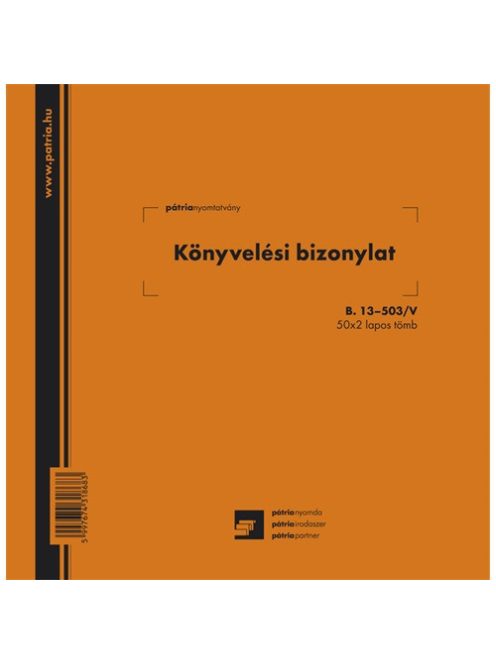 Pátria Nyomtatvány Könyvelési bizonylat 50x2 lapos tömb 203x198 mm