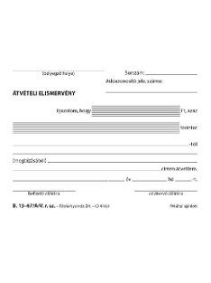   Pátria Nyomtatvány Átvételi elismervény 50x3 lapos tömb A/6 fekvő