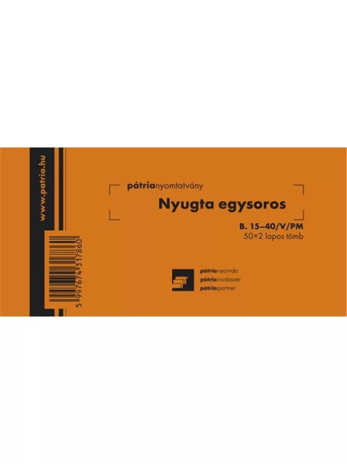 Pátria Nyomtatvány Nyugta (egysoros) 50x2 lapos tömb